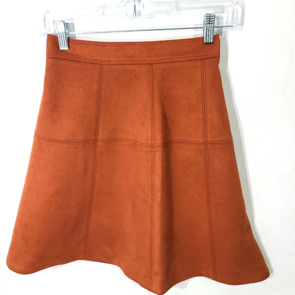 Ann Taylor Petite Size‎ 0P Brown Faux Suede Mini Skirt Office Career